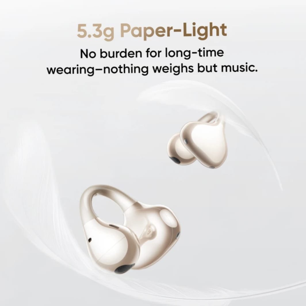 Buds Clip, Paper-Lightweight, AI Dual-Mic ENC, 11mm Dual Magnet, 36H Battery, IP55 Bluetooth Headset (Titanium Gold, True wireless) - Image 3
