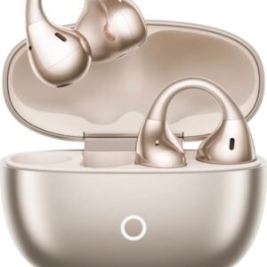 Buds Clip, Paper-Lightweight, AI Dual-Mic ENC, 11mm Dual Magnet, 36H Battery, IP55 Bluetooth Headset (Titanium Gold, True wireless)