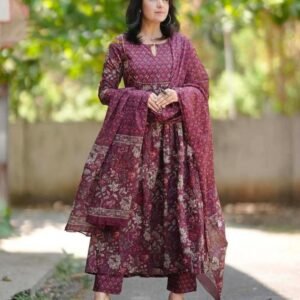 Women Cotton Rayon Kurti Pant Dupatta Set