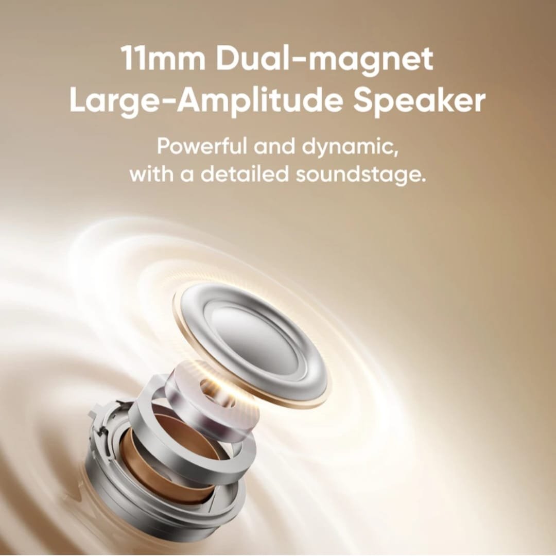 Buds Clip, Paper-Lightweight, AI Dual-Mic ENC, 11mm Dual Magnet, 36H Battery, IP55 Bluetooth Headset (Titanium Gold, True wireless) - Image 4