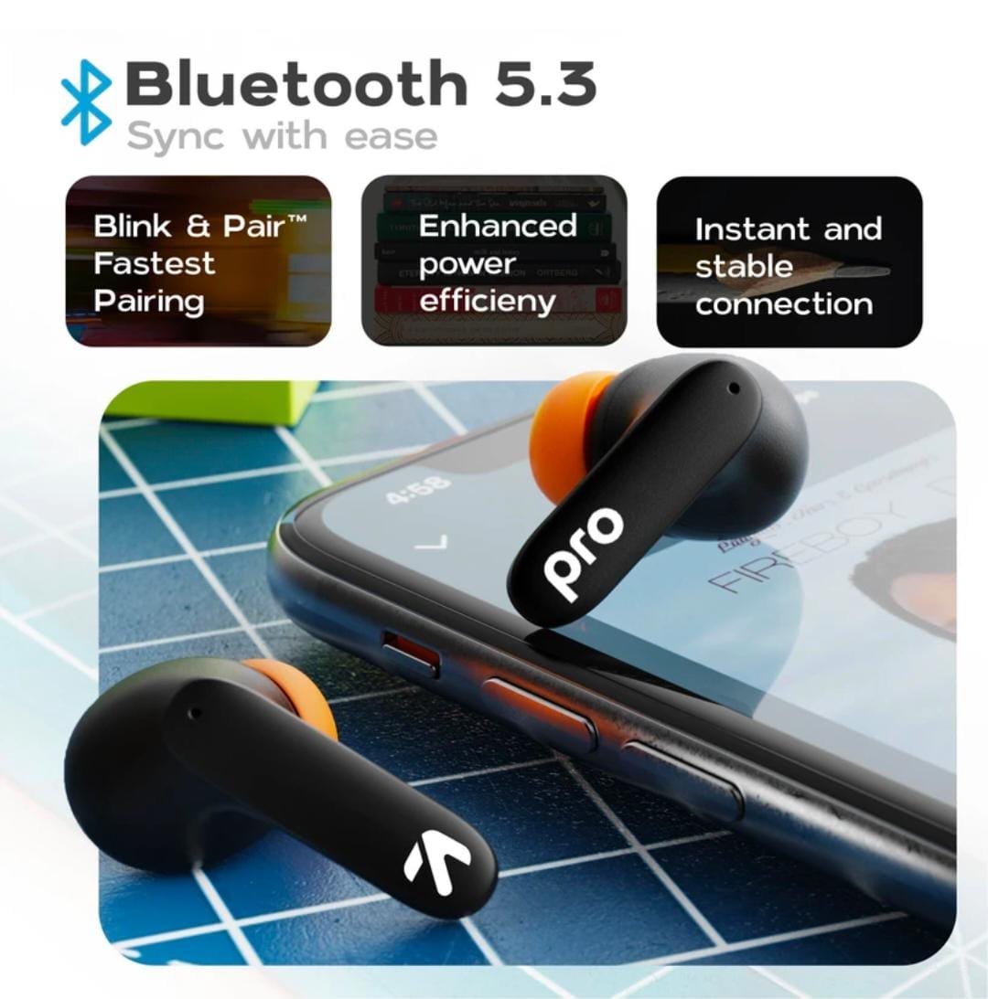 Goboult Z40 Pro with 100Hr, 4 Mic ENC, Scratch Proof, Rubber Grip, 5.3v Bluetooth Headset (Midnight, True Wireless) - Image 5