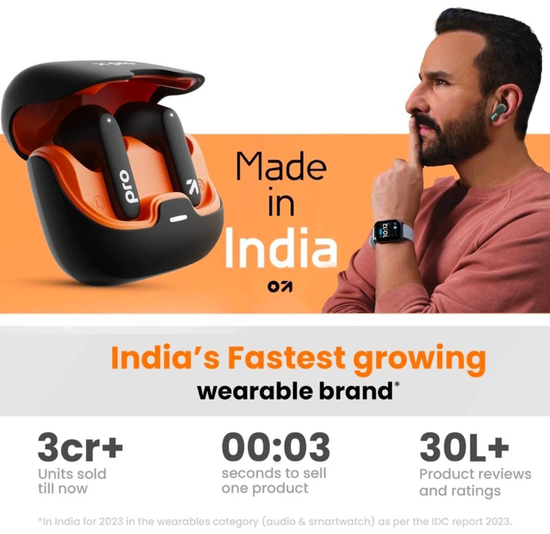 Goboult Z40 Pro with 100Hr, 4 Mic ENC, Scratch Proof, Rubber Grip, 5.3v Bluetooth Headset (Midnight, True Wireless) - Image 3