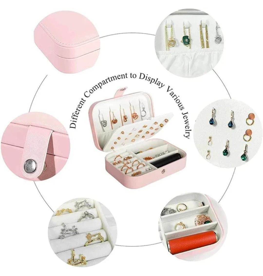 Woozy Jewellery Set Case, Earring Organizer Box, Mini Jewellery Storage Box Jewellery Vanity Box (Pink) - Image 4