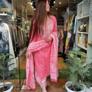 Women Cotton Rayon Kurti Pant Dupatta Set