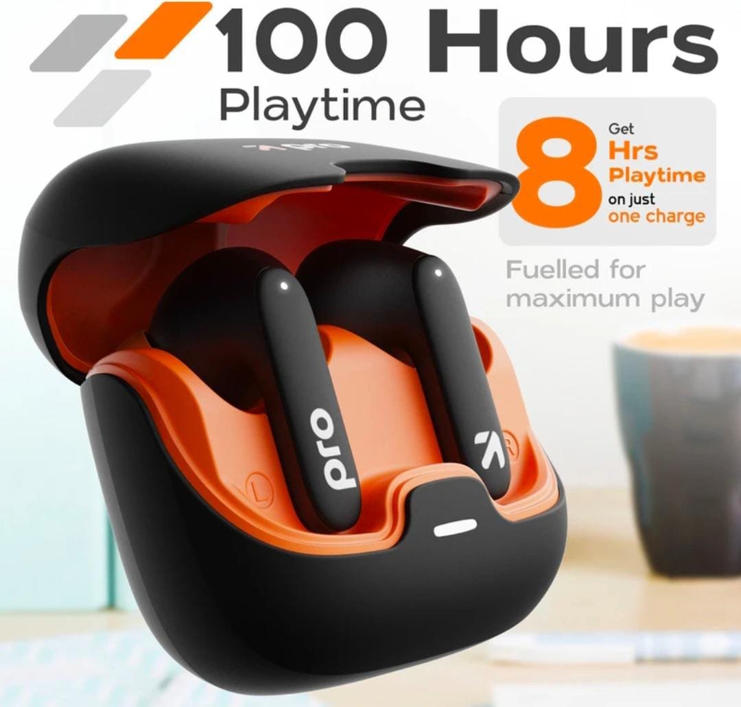 Goboult Z40 Pro with 100Hr, 4 Mic ENC, Scratch Proof, Rubber Grip, 5.3v Bluetooth Headset (Midnight, True Wireless)